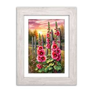 Embroidery canvas in A3+ format 351 "Hollyhocks near the house"