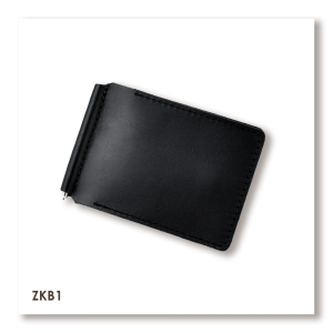 Black Basic Leather Clip for Banknotes and Cards
