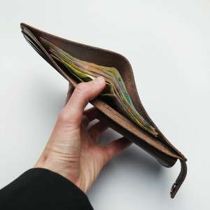 Leather Wallet Babylon Compact, Dark Brown