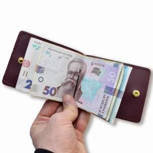 Burgundy Basic Leather Money and Card Clip