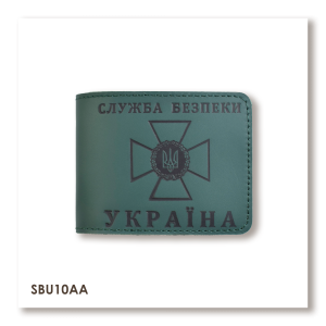 Обложка для удостоверения СБУ (зелёная, чёрное тиснение)