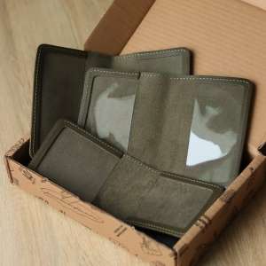 Set of Covers: Military ID, Combatant Certificate, and Passport (khaki, gold embossing)