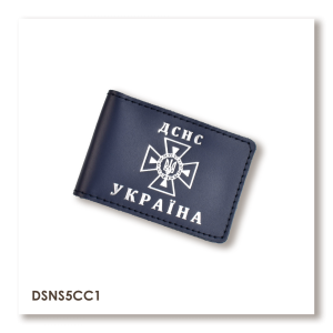 Обложка для удостоверения ГСЧС (ID) с местом для жетона (синяя, серебряное тиснение)