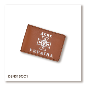 Обложка для удостоверения ГСЧС (ID) с местом для жетона (терракотовая, серебряное тиснение)