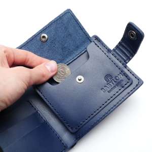 Leather Wallet Babylon Compact, Blue
