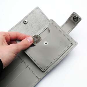 Leather Wallet Babylon Compact, Grey