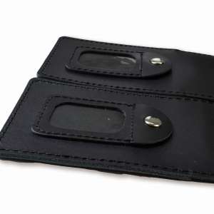 DSNS ID Cover with Slot for Badge (black, plain embossing)