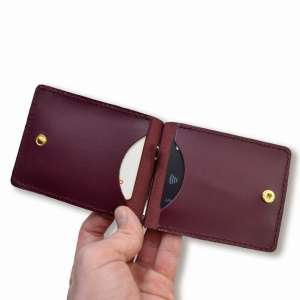 Burgundy Basic Leather Money and Card Clip