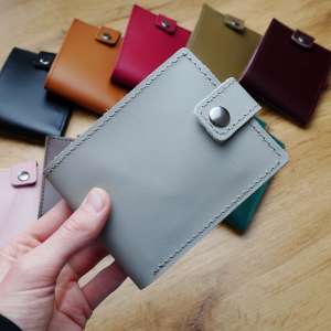 Leather Wallet Babylon Compact, Grey