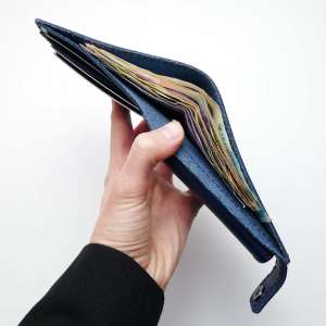 Leather Wallet Babylon Compact, Blue