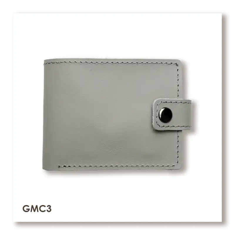 Leather Wallet Babylon Compact, Grey