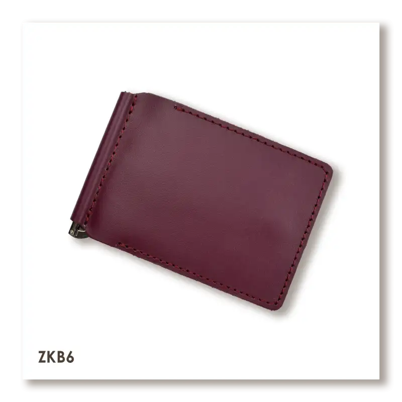 Burgundy Basic Leather Money and Card Clip