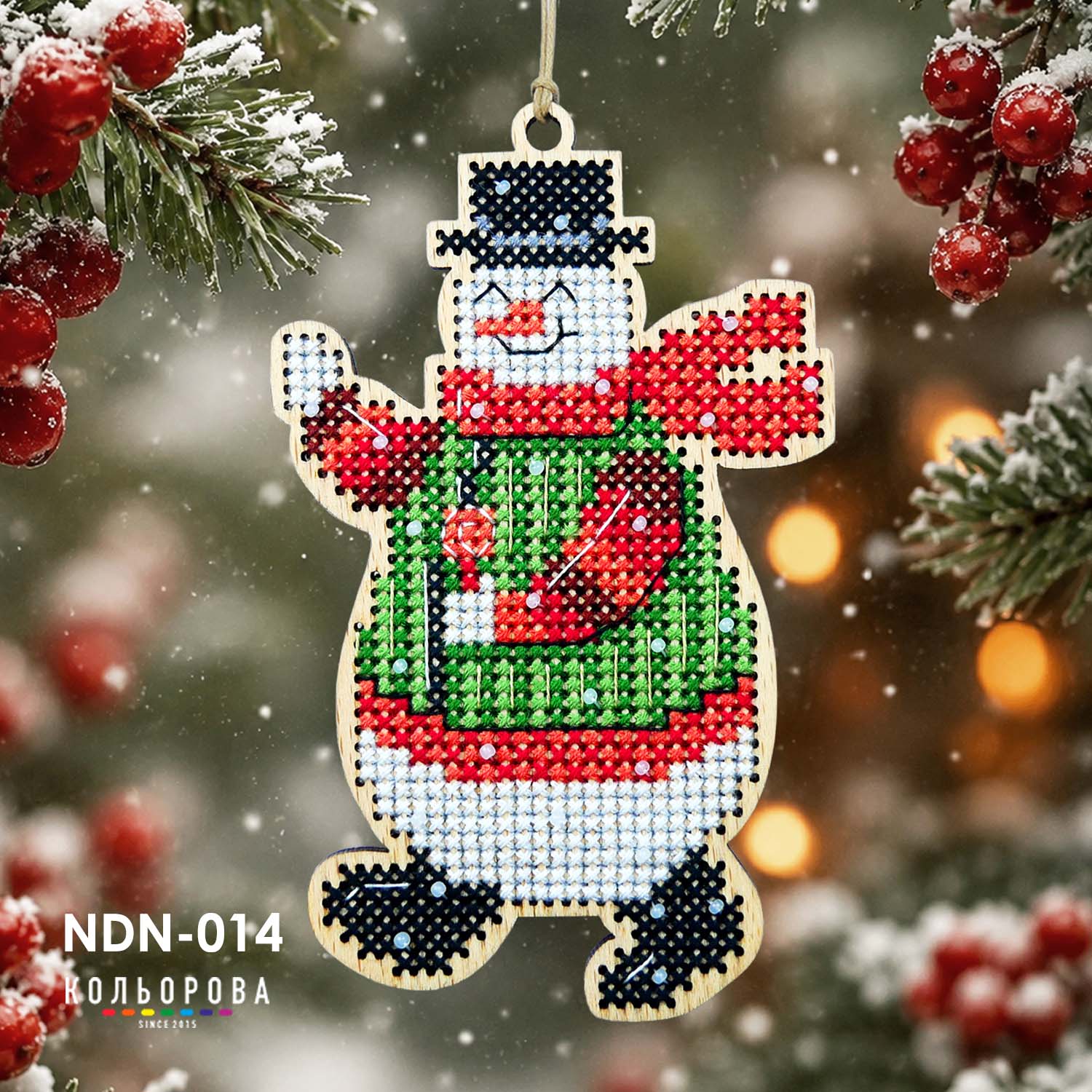 Набір для вишивки новорічної іграшки NDN-014 "Морозний друг"