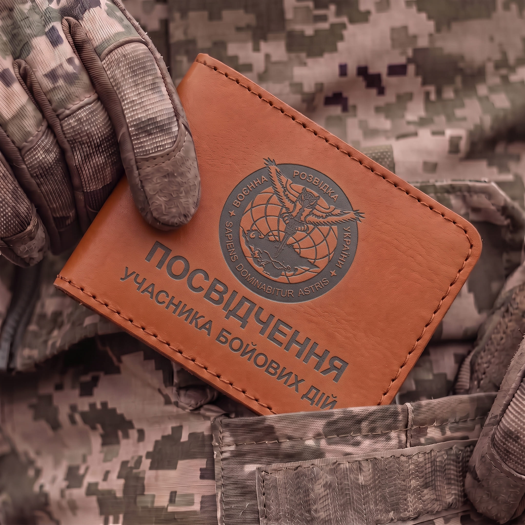 Cover for ID of Combatant Affected by War Military Intelligence (terracotta, black embossing)