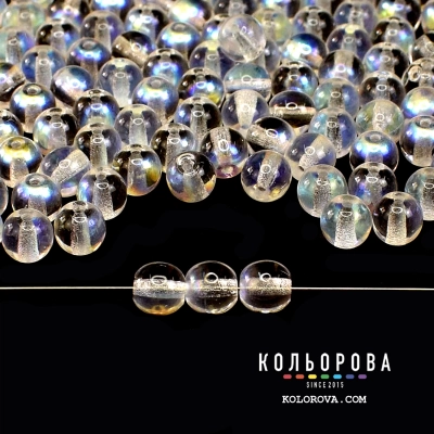 1.Preciosa bead 00030 Crystal AB (6 mm.)