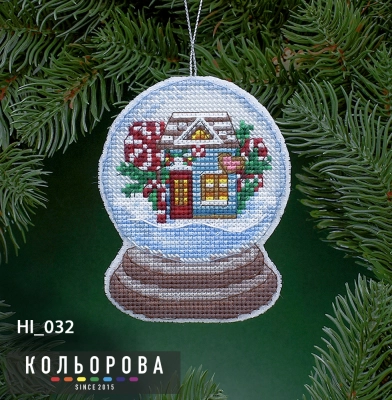 Новогодняя игрушка НІ_032 "Снежный шар. Сладкая избушка"