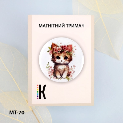 Магнитный держатель для игл и схем МТ-70 "Котенок в цветах"