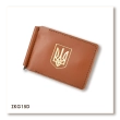 Terracotta Leather Money and Card Clip with Coat of Arms