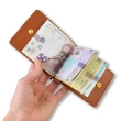 Terracotta Leather Money and Card Clip with Coat of Arms