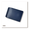 Blue Basic Leather Money Clip for Bills and Cards