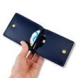 Blue Basic Leather Money Clip for Bills and Cards