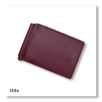 Burgundy Basic Leather Money and Card Clip