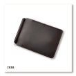 Dark brown basic leather money clip for banknotes and cards