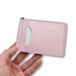 Pink Basic Leather Money Clip for Banknotes and Cards