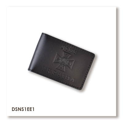 DSNS ID Cover with Slot for Badge (black, plain embossing)