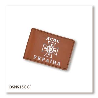 Обложка для удостоверения ГСЧС (ID) с местом для жетона (терракотовая, серебряное тиснение)
