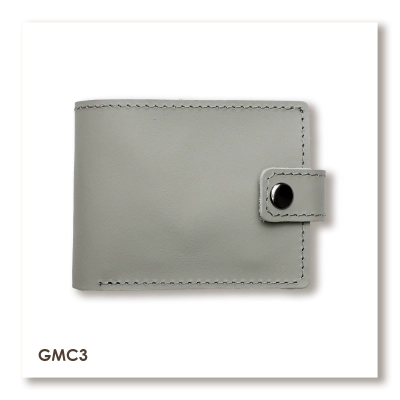 Leather Wallet Babylon Compact, Grey